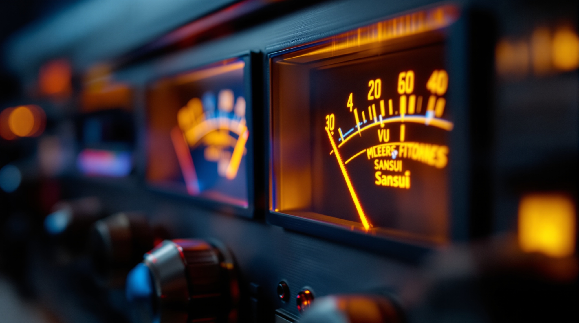 image illustration vumètres orange et bleu